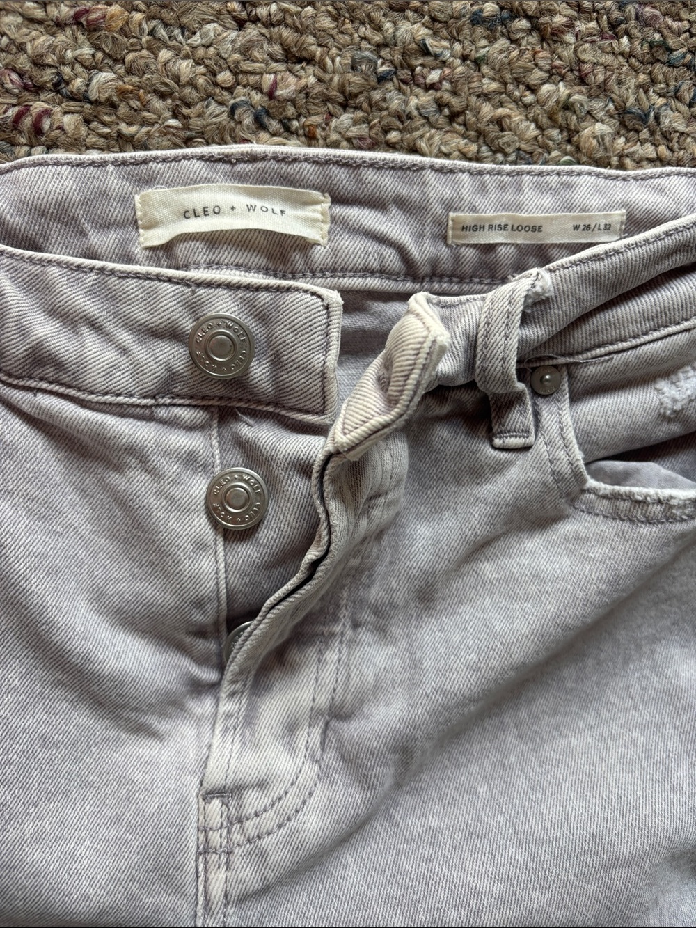 Cleo + Wolf High-Rise Loose Jeans — Light Gray